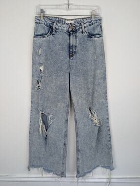 Avec Les Filles Jeans High Waisted Stone Wash Distressed Destroyed Baggy Size 28